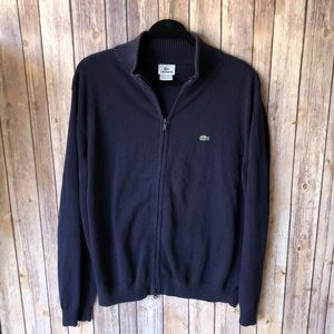 Lacoste full zipper sweater. Navy blue